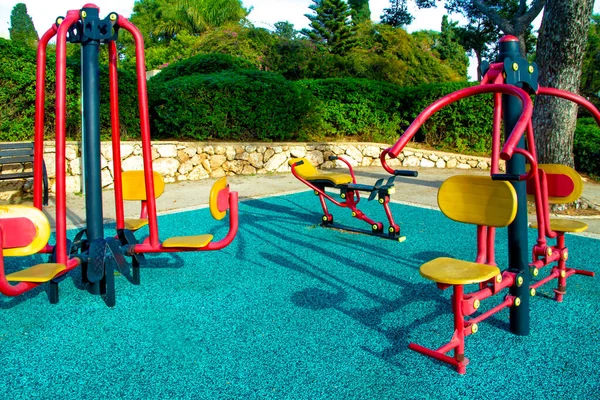 Gym Equipment City Playground Warm Sunny Day — Stock Photo, Image