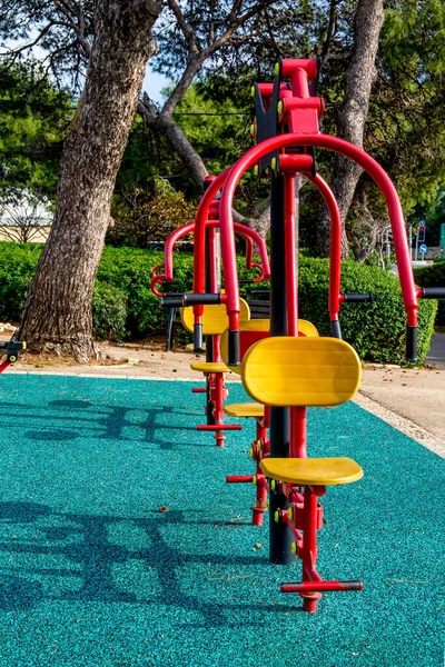 Gym Equipment City Playground Warm Sunny Day — Stock Photo, Image