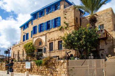 Tel Aviv-Jaffo, İsrail, Mart 04, 2021: Pastoral Mr Somethings lüks salonu Jaffa Tel-Aviv 'in kalbinde yer almaktadır..