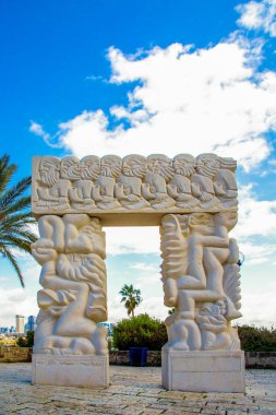 Tel Aviv-Jaffo, İsrail - 04 Mart 2021: Eski Yafo kentindeki Abrasha Parkı 'nda 