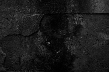hacim alçısıyla kaplı koyu siyah duvarın dokusu, metin için boşluk, kopyalamak için boşluk