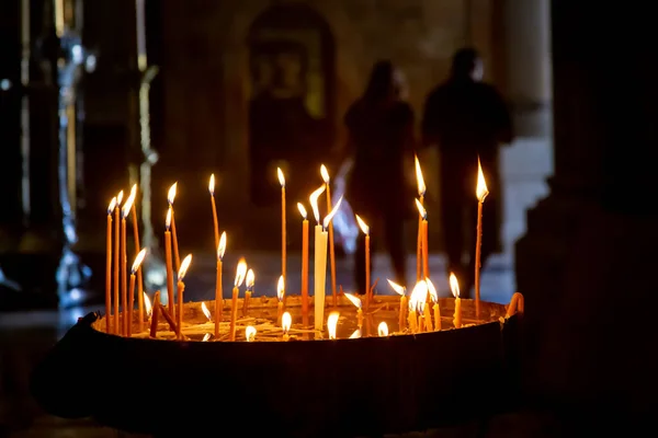 Jerusalém Israel Abril 2021 Velas São Queimadas Igreja Santo Sepulcro — Fotografia de Stock