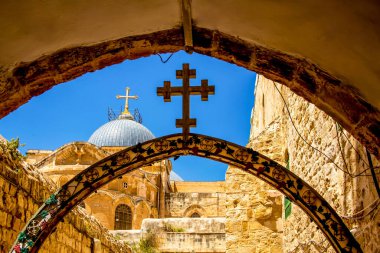 The Ninth station in the Via Dolorosa is where Jesus falls for the third time. Jerusalem, Israel clipart