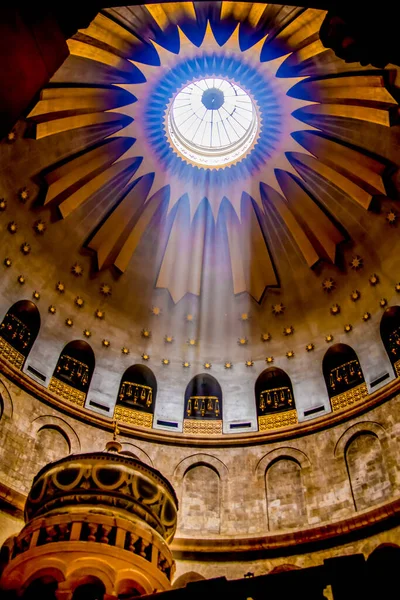 Igreja Santo Sepulcro Anastasis Ressurreição Rotunda Sobre Edicule Uma Pedra — Fotografia de Stock