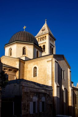 Doğu Kudüs 'teki Hristiyan Mahallesi' ndeki Lüteriyen Kurtarıcı Kilisesi Kulesi.