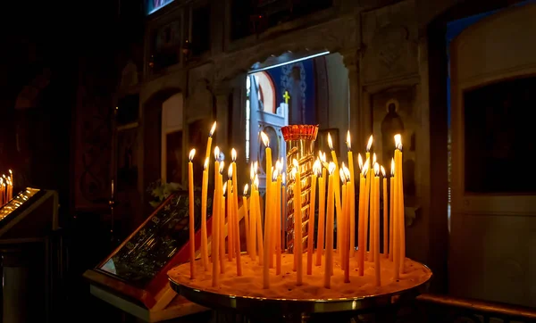 Haifa Israel Maio 2021 Velas São Disparadas Dentro Igreja Profeta — Fotografia de Stock