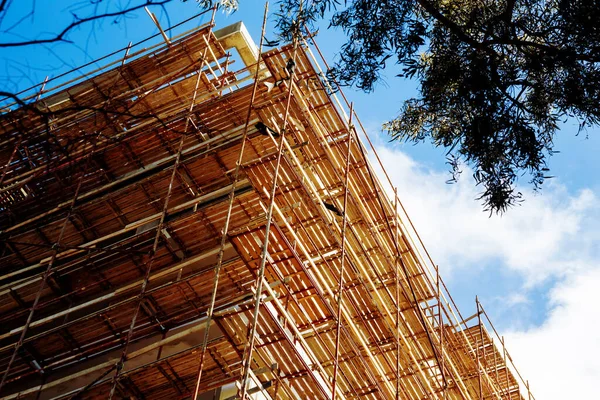 Costruzione Edificio Con Tecnologia Costruzione Cornice Monolitica Nella Giornata Sole — Foto Stock