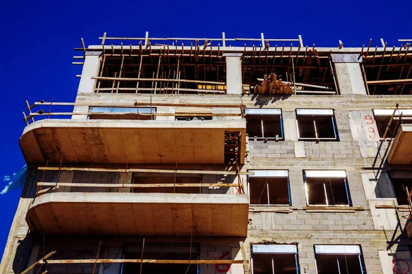 Costruzione Edificio Con Tecnologia Costruzione Cornice Monolitica Nella Giornata Sole — Foto Stock