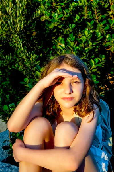 Beautiful Emotional Natural Cute Teenager Girl Sunlight — Stock Photo, Image