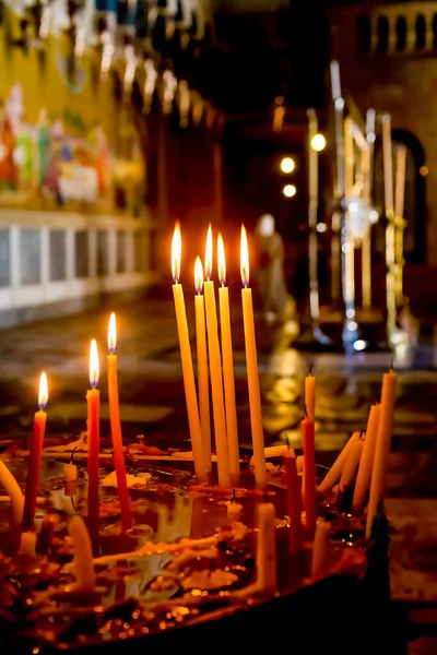 Velas São Acesas Igreja Santo Sepulcro Cidade Jerusalém — Fotografia de Stock