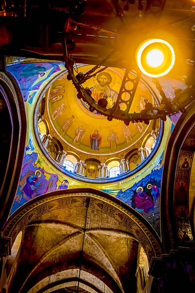 Церковь Гроба Господня Мозаика Христос Пантократ Католический Купол Центральном Нефе — стоковое фото