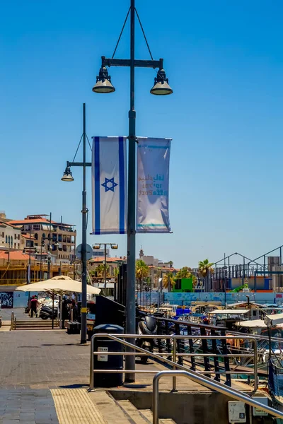 Tel Aviv Israel June 2021 Israel Flag Jaffa Port Flag — 스톡 사진