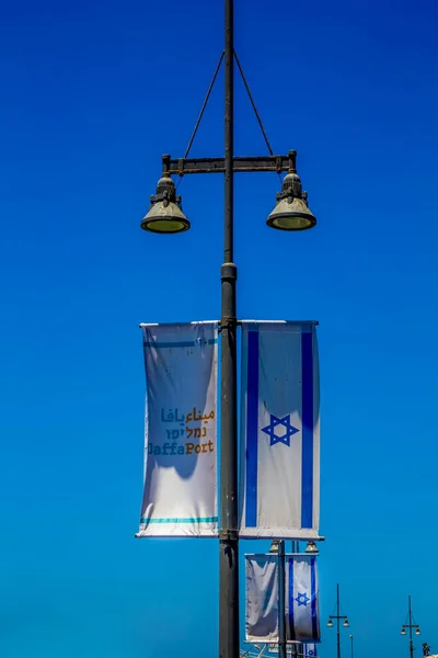 Tel Aviv Israel Junio 2021 Bandera Israel Bandera Del Puerto —  Fotos de Stock