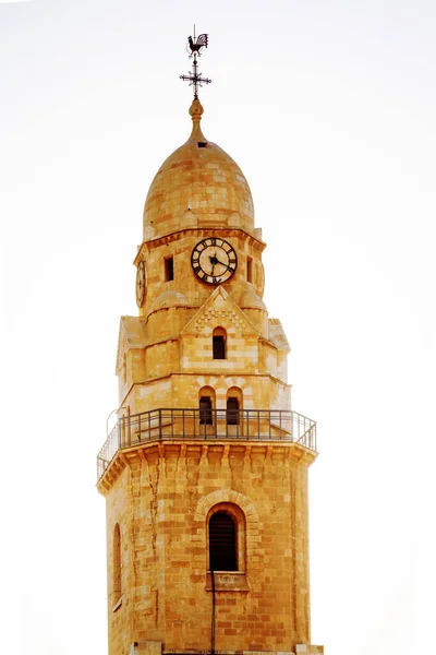 Bell Tower Abbey Dormition Kloster Benedictine Samhället Jerusalem Mount Zion — Stockfoto