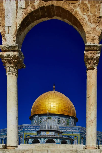The Dome of the Rock, Islamic shrine located on the Temple Mount in the Old City of Jerusalem. He is in its core one of the oldest extant works of Islamic architecture