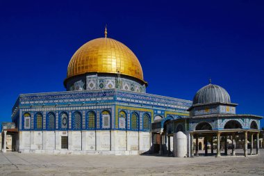 Cami kubbe kaya ve kubbe Temple Mount, eski şehir Kudüs, İsrail, zincirinin