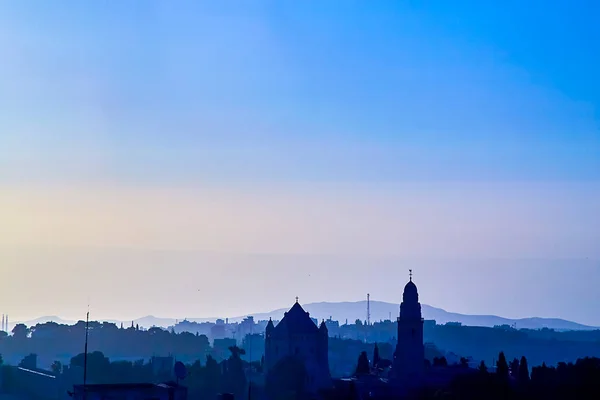 Vista Sobre Dormition Abbey Atrás Grego Hagias Zion Convent Jerusalem — Fotografia de Stock