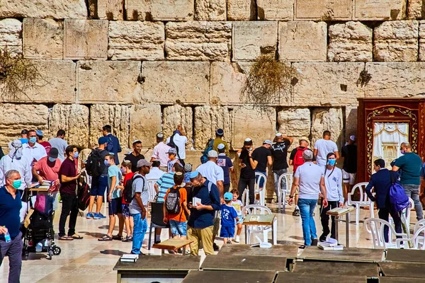 Jerusalem Israel September 2021 Orthodox Jewish Men Western Wailing Wall — Stock Photo, Image