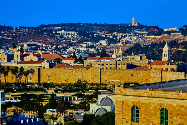 Zicht Stad Jeruzalem Vanaf Toren Van Ymca Jerusalem — Stockfoto