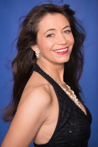 Woman with evening dress on posing — Stock Photo, Image