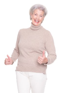  başparmak gösterilen kadın