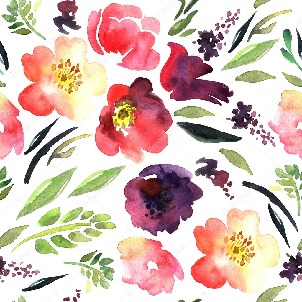 Bright watercolor floral pattern