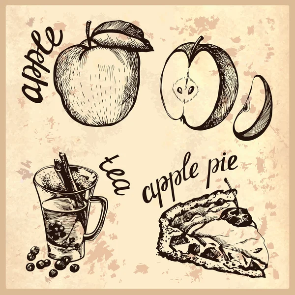 Croquis vintage Apple Collection — Image vectorielle