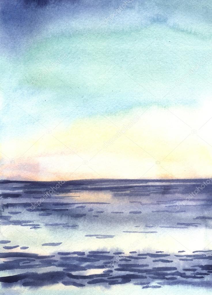 Abstract watercolor seascape