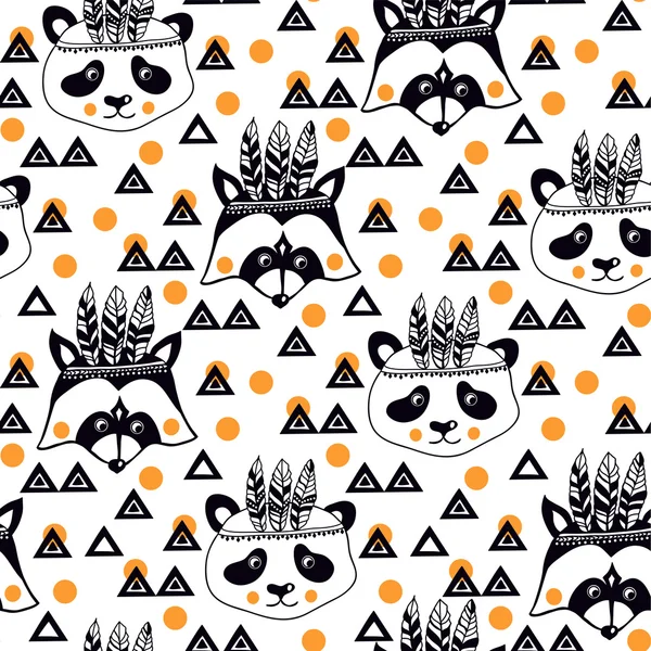 Cute kids pattern with raccoons — Stock Vector