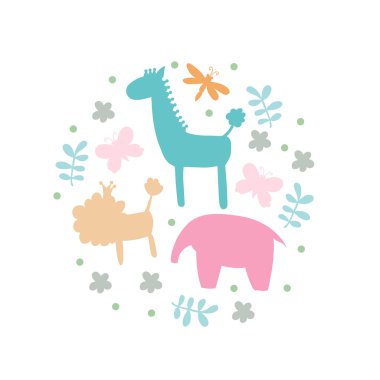 Renk hayvanların siluetleri ile yazdırma