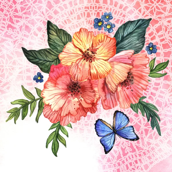 Aquarell Illustration von Blumen — Stockfoto