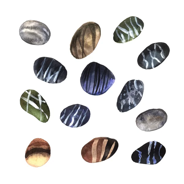 Watercolor set stones — Stock Photo, Image