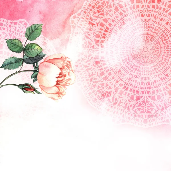 Lace background with roses — Stock Photo, Image