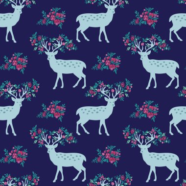 Geyik ve çiçek deseni