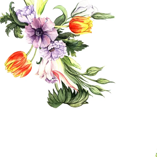 Watercolor background with flower bouquet — Stock Photo, Image