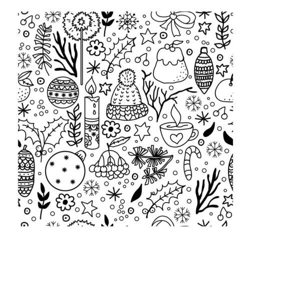 Joyeux Noël Motif Graphique Dessiné Main Doodle Ensemble Noël Illustration — Image vectorielle