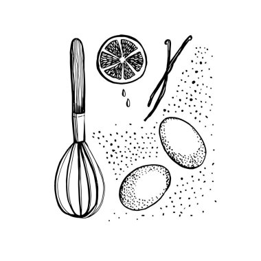 Grafik Mutfak taslak vektör çizimi