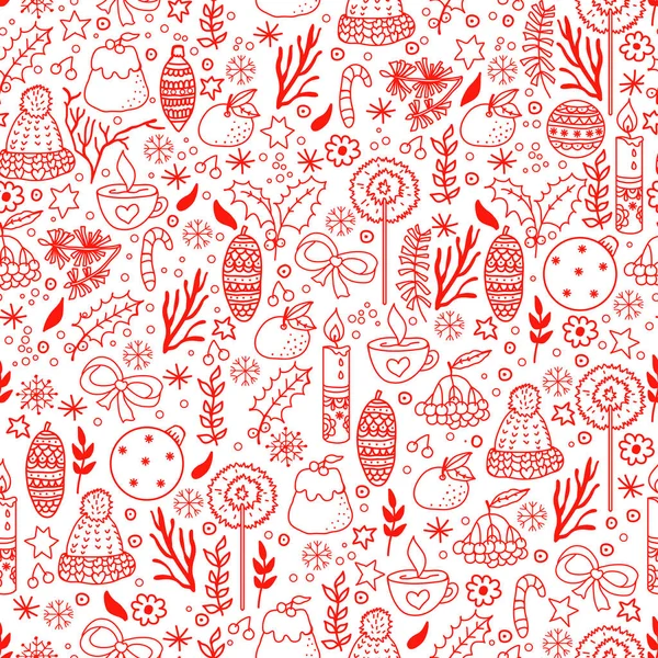 Merry Christmas Graphic Doodle Handdrawn Pattern — Stock Vector