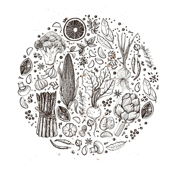 蔬菜的图形化印刷 — 图库矢量图片
