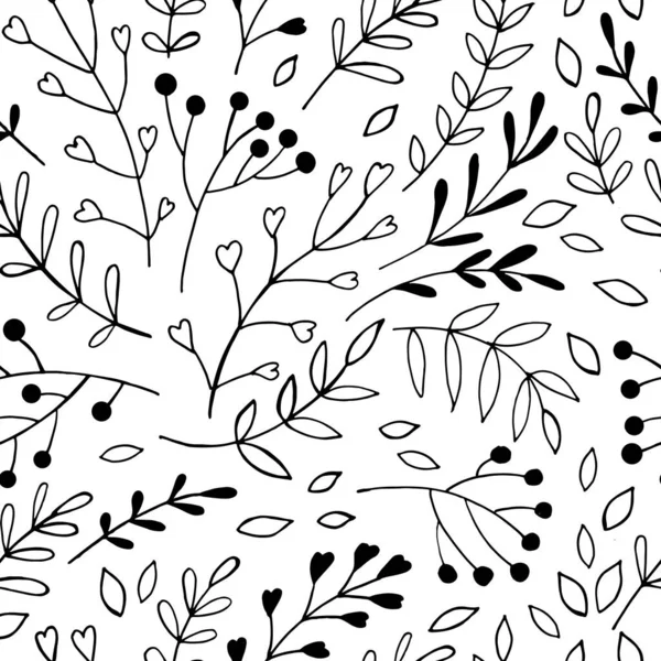 Botanische Blätter Nahtloses Muster Floral Wallpaper Bild Vektorillustration Manuelle Grafiken — Stockvektor