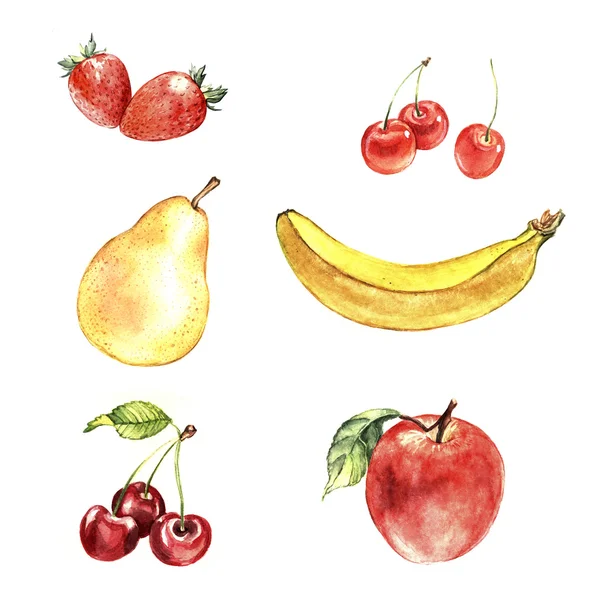 Ensemble de fruits aquarelle — Photo