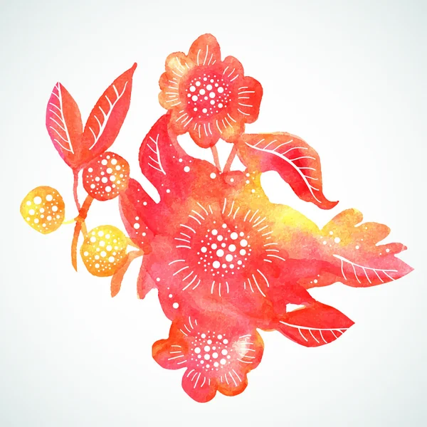 Aquarela composição floral abstrata — Vetor de Stock