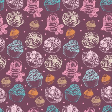 kek ve çikolata tatlı desen