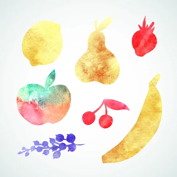 Aquarelle baies et fruits — Image vectorielle