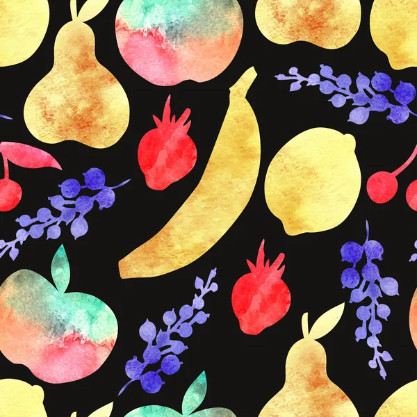 水彩果物パターン — ストックベクタ