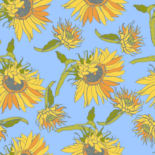 Pattern with flowers sunflower