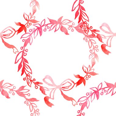 pembe suluboya çelenk. el boyama.