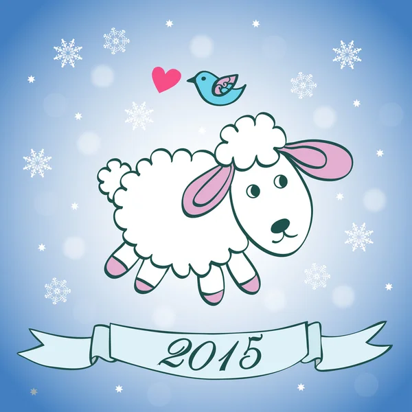 Illustratie met schapen symbool 2015. — Stockvector