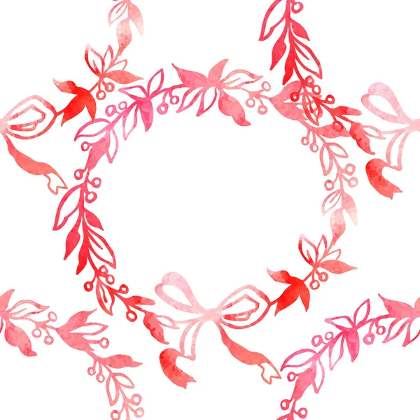 Pink watercolor wreath. Hand painting. — Stock Vector