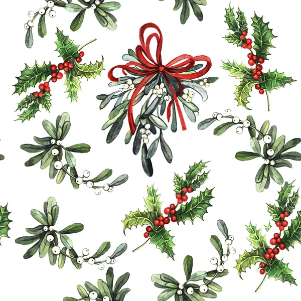 Watercolor Christmas pattern — Stock Photo, Image